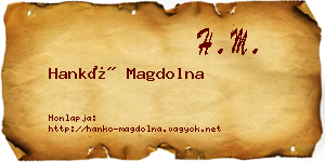 Hankó Magdolna névjegykártya