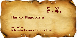 Hankó Magdolna névjegykártya